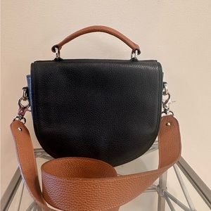 Poppy Barley Black and Almond Half Moon Bag